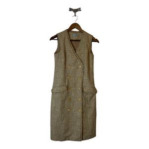 J. McLaughlin Tan Tweed Sleeveless Button Front Dress Women's Size 2